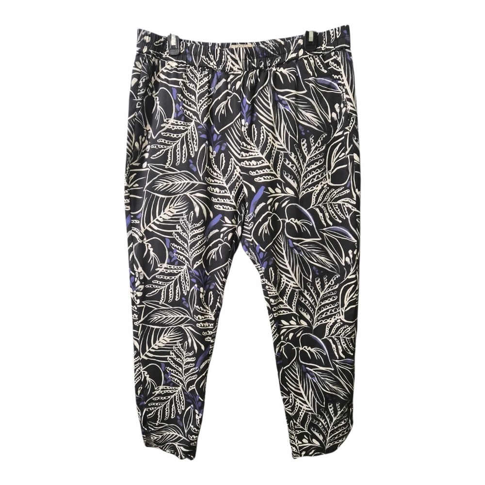 Marine Layer Re-Spun Allison Pants XL Tropical Floral Black Blue Tencel Ankle